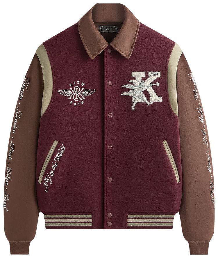 Kith Wool  Microsuede Varsity Jacket Magma