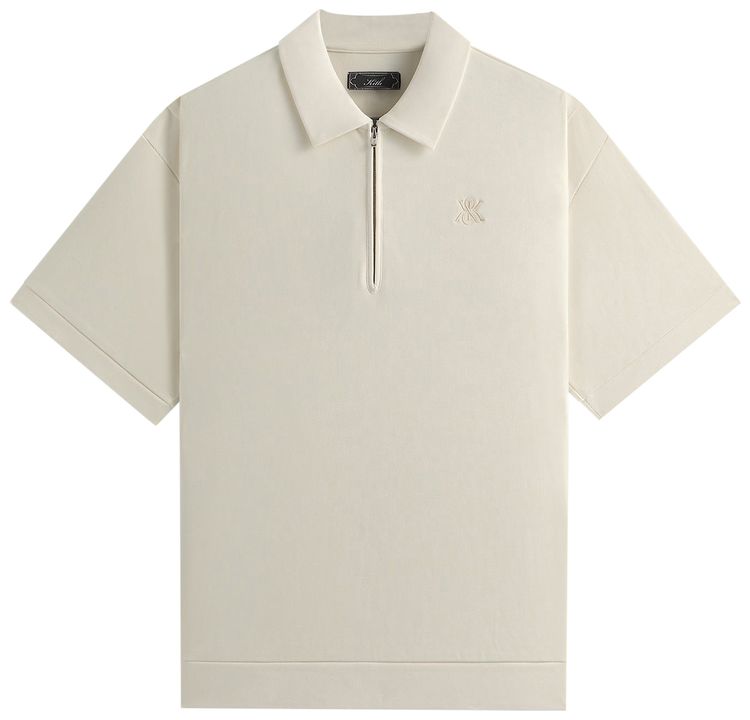 Kith Zip Front Performance Knit Ethan Polo Sandrift