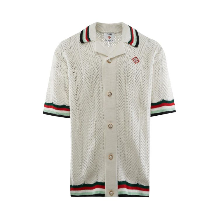 Casablanca Sporty Faux Crochet Shirt White