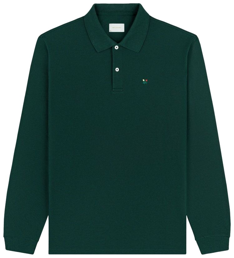 Aime Leon Dore Long Sleeve Crest Pique Polo Pine Grove