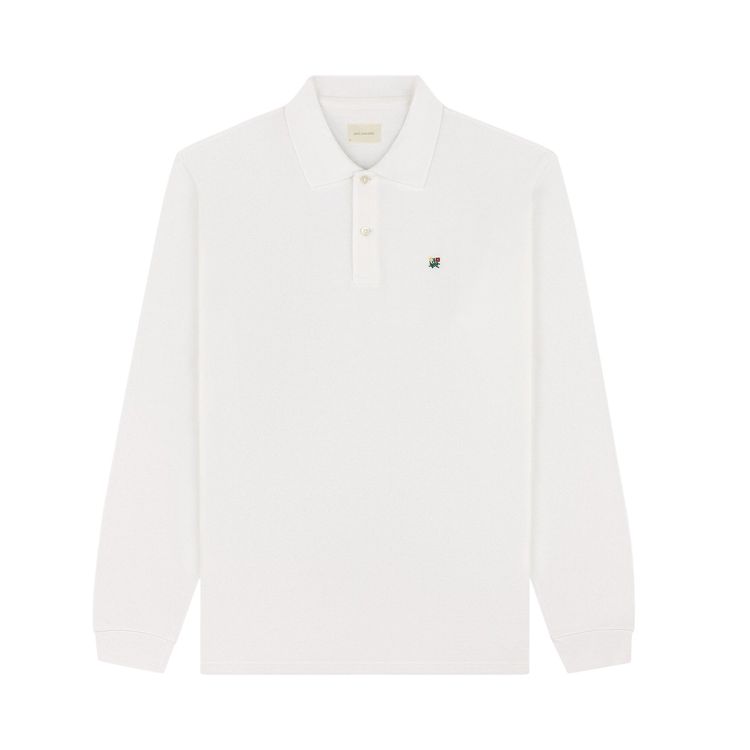 Aime Leon Dore Long Sleeve Crest Pique Polo Bright White