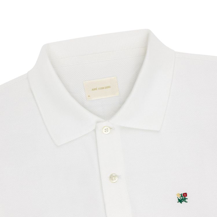 Aime Leon Dore Long Sleeve Crest Pique Polo Bright White