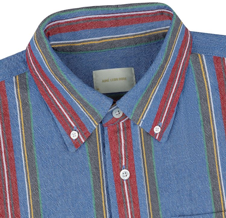 Aime Leon Dore Striped Crest Oxford Shirt Blue Stripe
