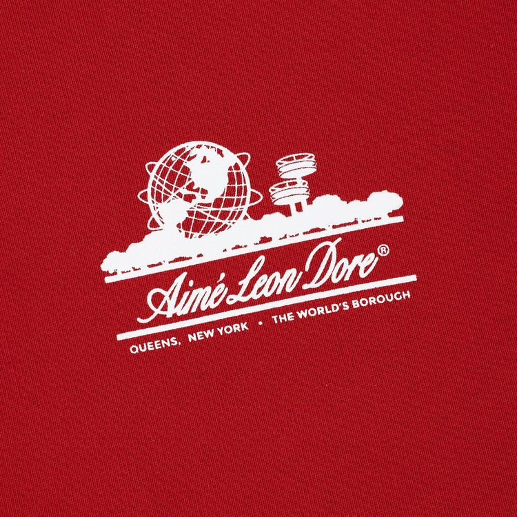 Aime Leon Dore Unisphere Waffle Lined Full Zip Hoodie Equestrian Red