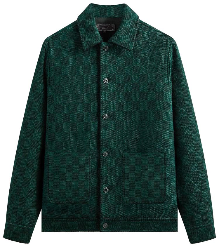 Kith Check Boucle Boxy Collared Overshirt Ivy Green