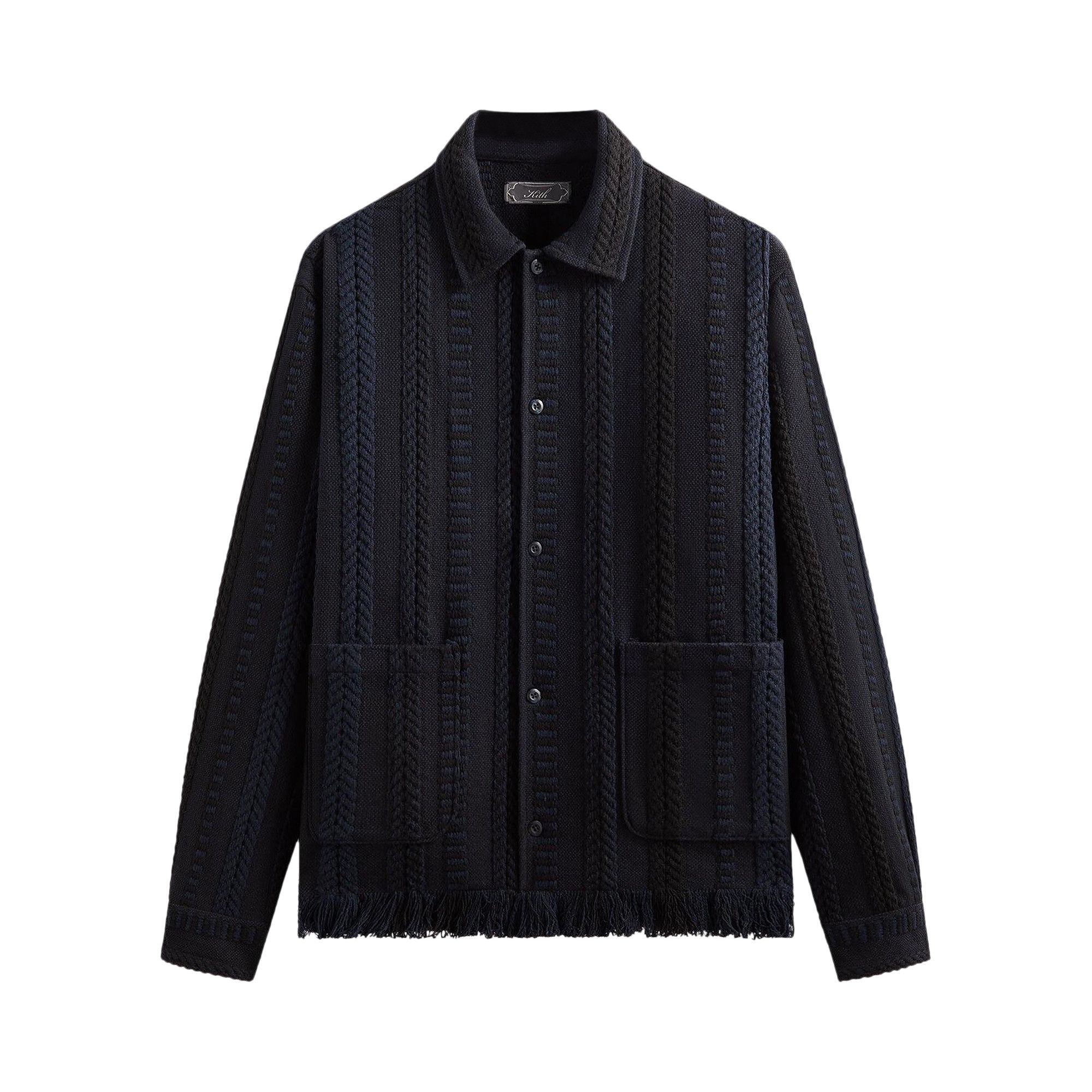 Buy Kith Mixed Stripe Tweed Boxy Collared Overshirt 'Nocturnal