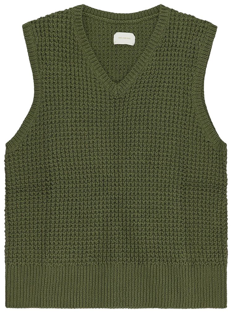Aime Leon Dore Waffle V Neck Sweater Vest Capulet Olive