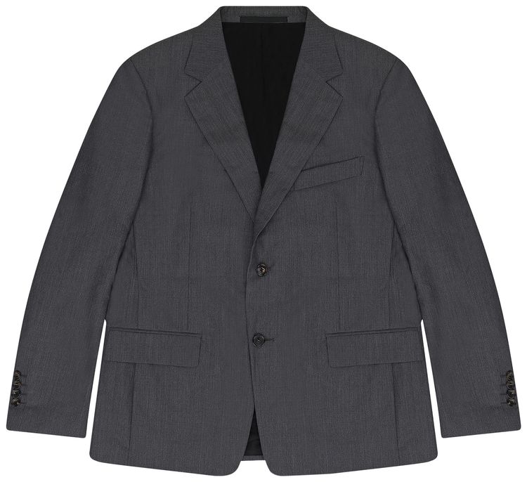 Lanvin Single Breasted Flap Pockets Blazer Gris Fonce Chine
