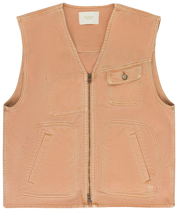 Aime Leon Dore Garment Dyed Denim Vest Peach Beige
