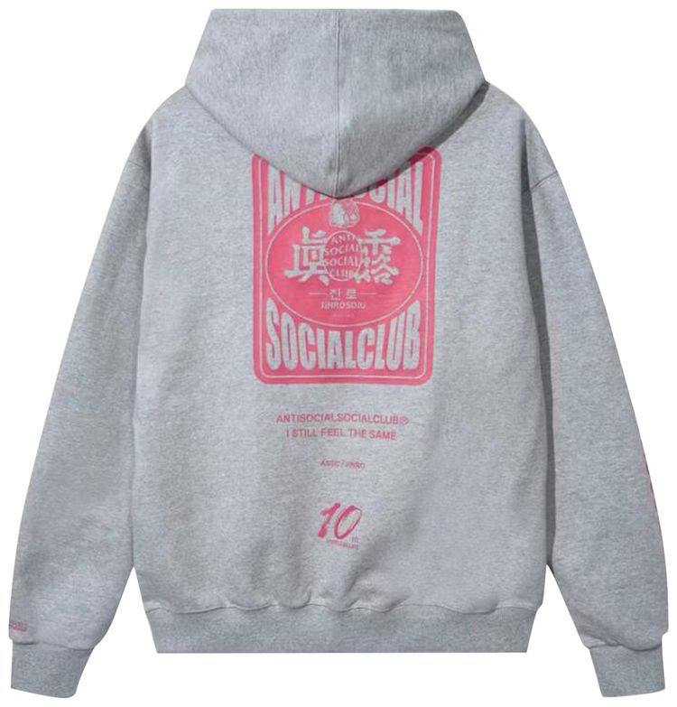 Anti Social Social Club x Jinro Four Glasses Of Soju Hoodie GreyRed