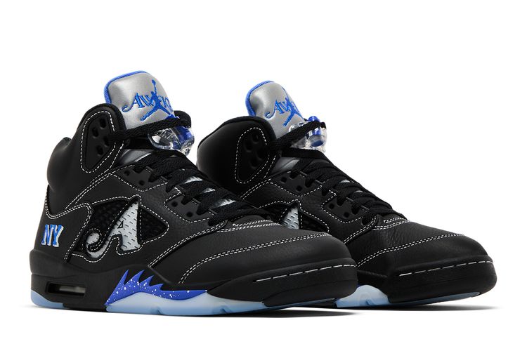 Nike Air Jordan 5 Retro Black White Blue Men Shoes Awake NYC Air Jordan 5 Retro Awake NY Black | DV4982-004 | Laced main image 4