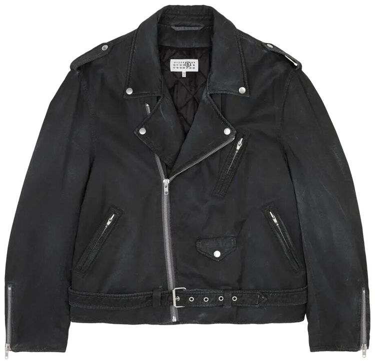 MM6 Maison Margiela Belted Biker Jacket Black