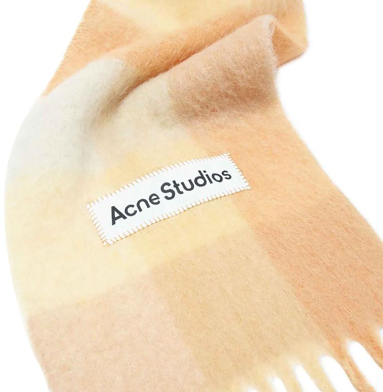 Acne Studios Mohair Checked Scarf PeachWhiteBeige
