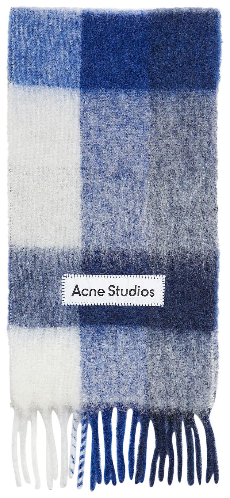 Acne Studios Mohair Checked Scarf WhiteGreyRoyal Blue