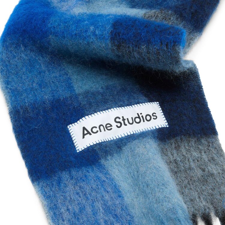Acne Studios Mohair Checked Scarf Dark NavyBlackBlue