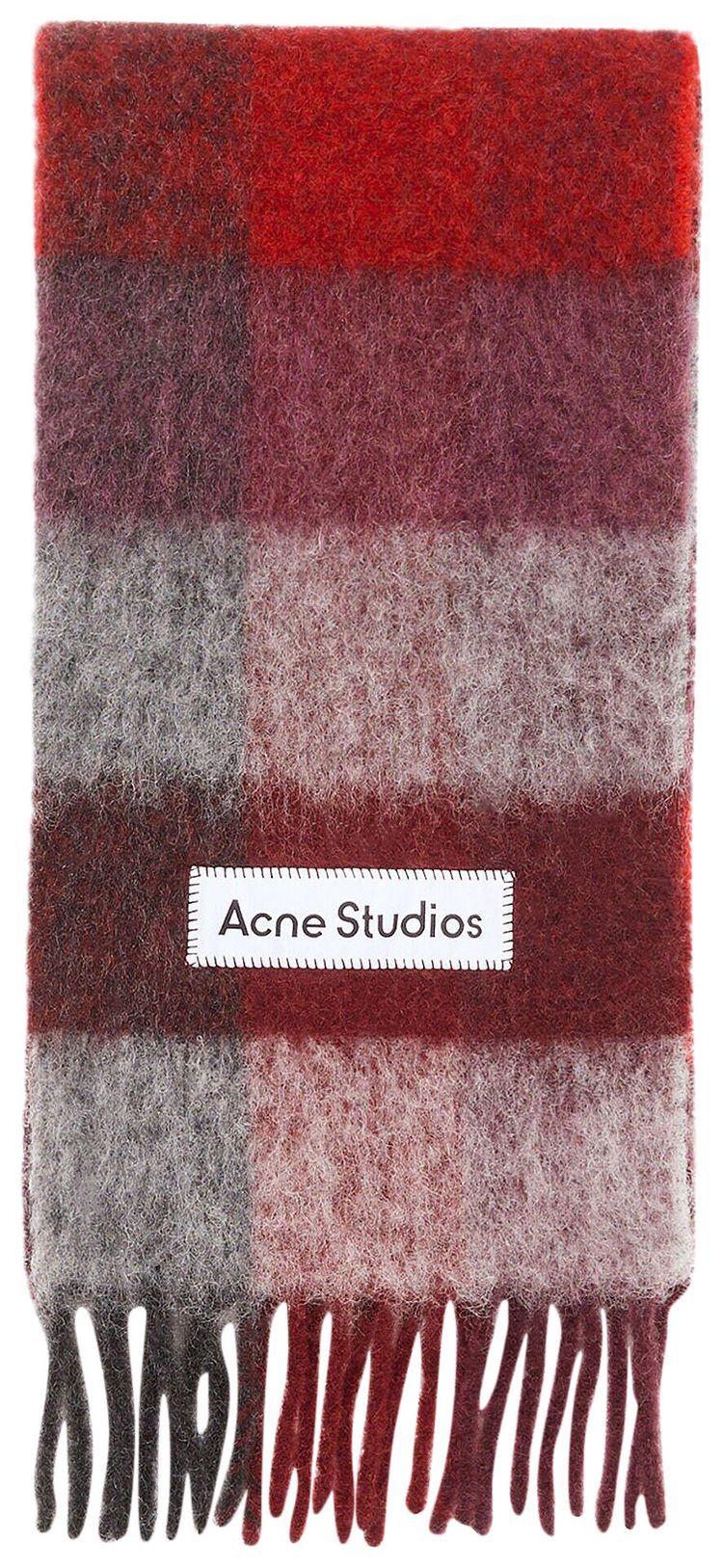 Acne Studios Mohair Checked Scarf RedBlack