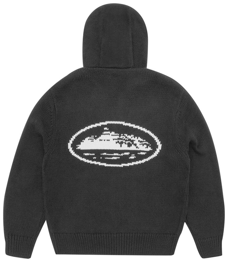 Corteiz Alcatraz Heavy Knit Zip Hoodie Black