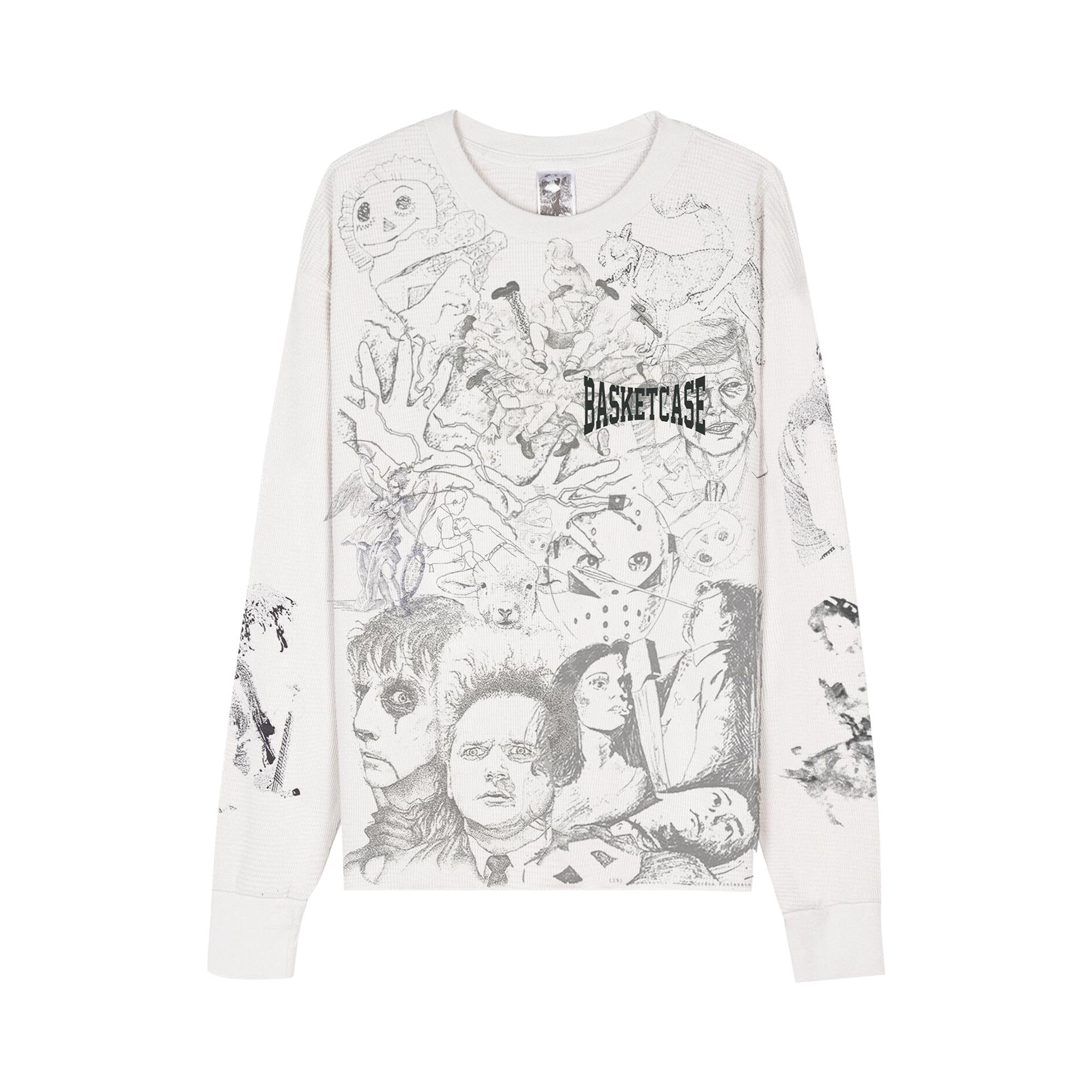 BASKETCASE SCRIBBLE サーマル L 長袖 総柄 希少 Buy Basketcase Gallery Scribble Thermal 'White' - 12784