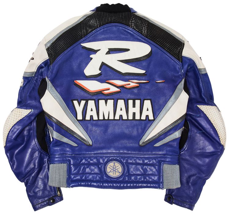Vintage Yamaha Leather Motorcycle Racing Jacket Blue