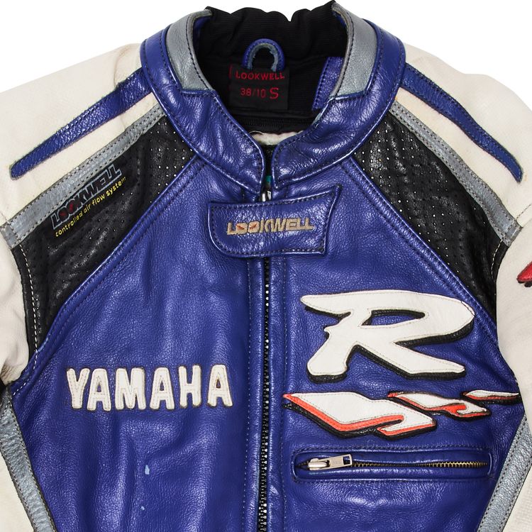 Vintage Yamaha Leather Motorcycle Racing Jacket Blue