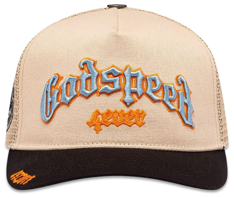 Godspeed Forever Trucker Hat BoneBlueOrange
