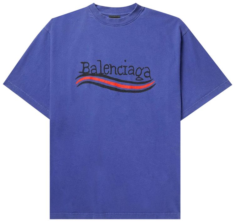Balenciaga Hand Drawn Political Campaign T Shirt Blue