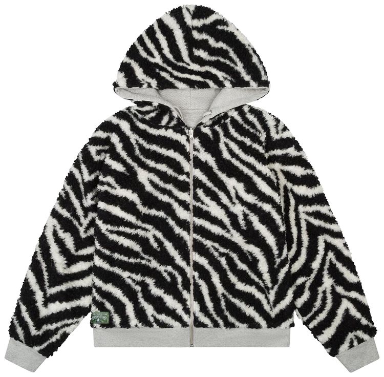 Denim Tears Zebra Shearling Lined Reversible Zip Hoodie Zebra