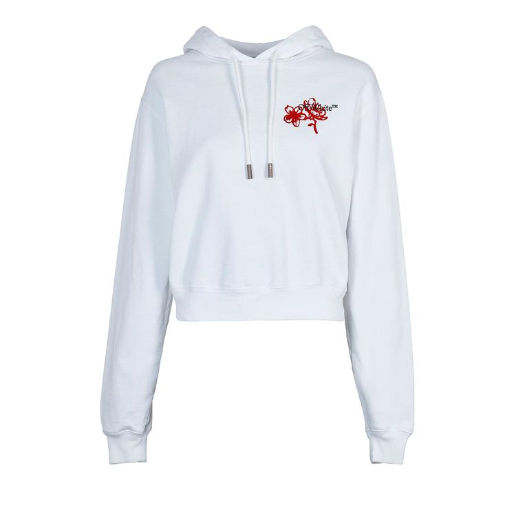 Off White CNY Cropped Hoodie White
