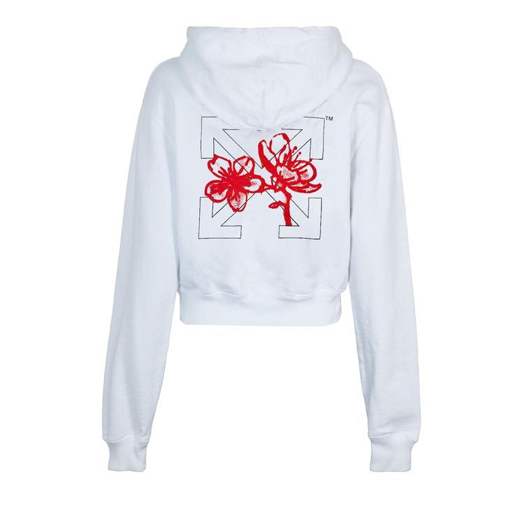 Off White CNY Cropped Hoodie White