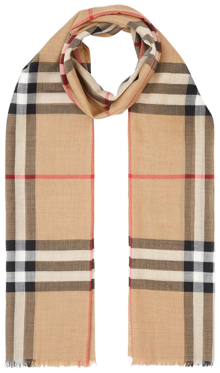 Burberry Classic Check Cashmere Scarf Archive Beige