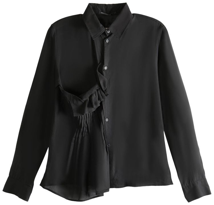 Yohji Yamamoto R Front Pintuck Blouse Top Black