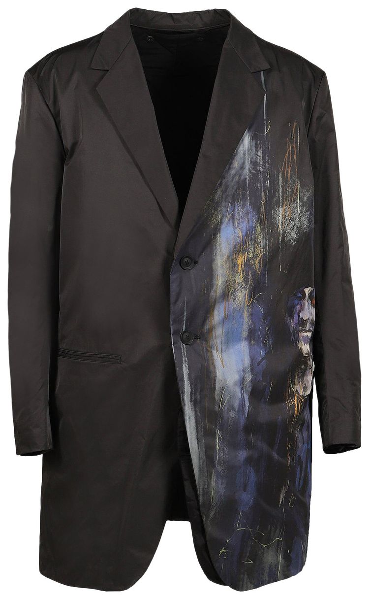 Yohji Yamamoto Pour Homme Asymmetric Silk Tailored Jacket Black