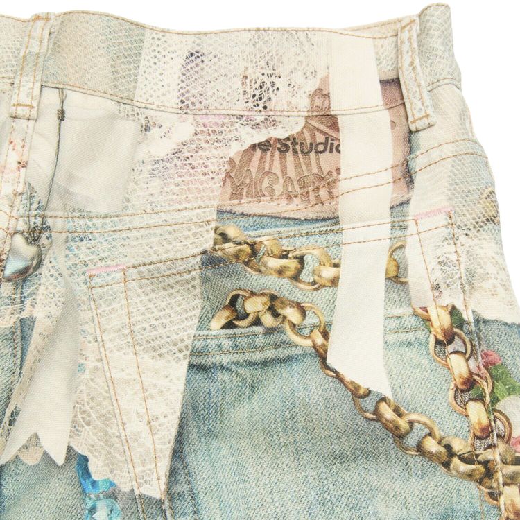 Acne Studios Loose Fit Print Jeans WhiteGreen