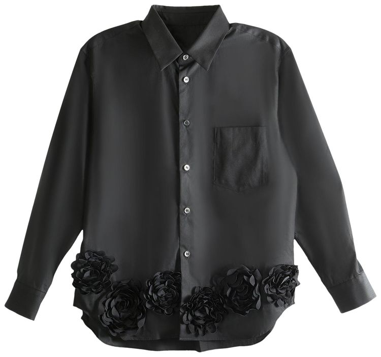 Tao Comme des Garcons Lace Trimmed Button Down Shirt Black