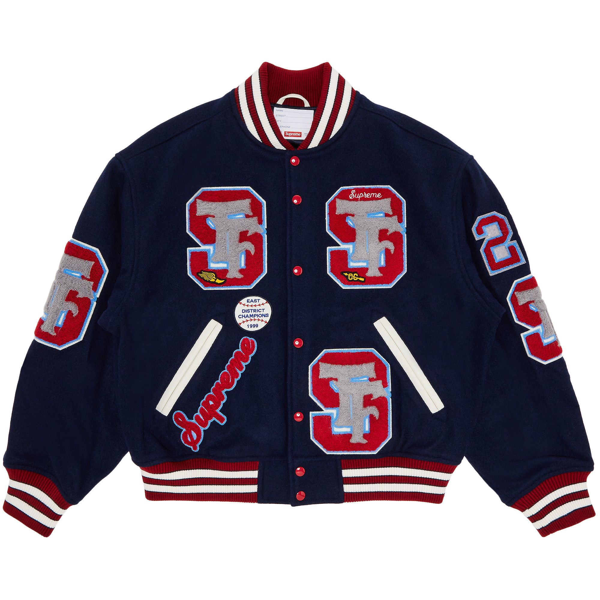Buy Supreme Drill Team Varsity Jacket 'Navy' - FW25J48 NAVY | GOAT