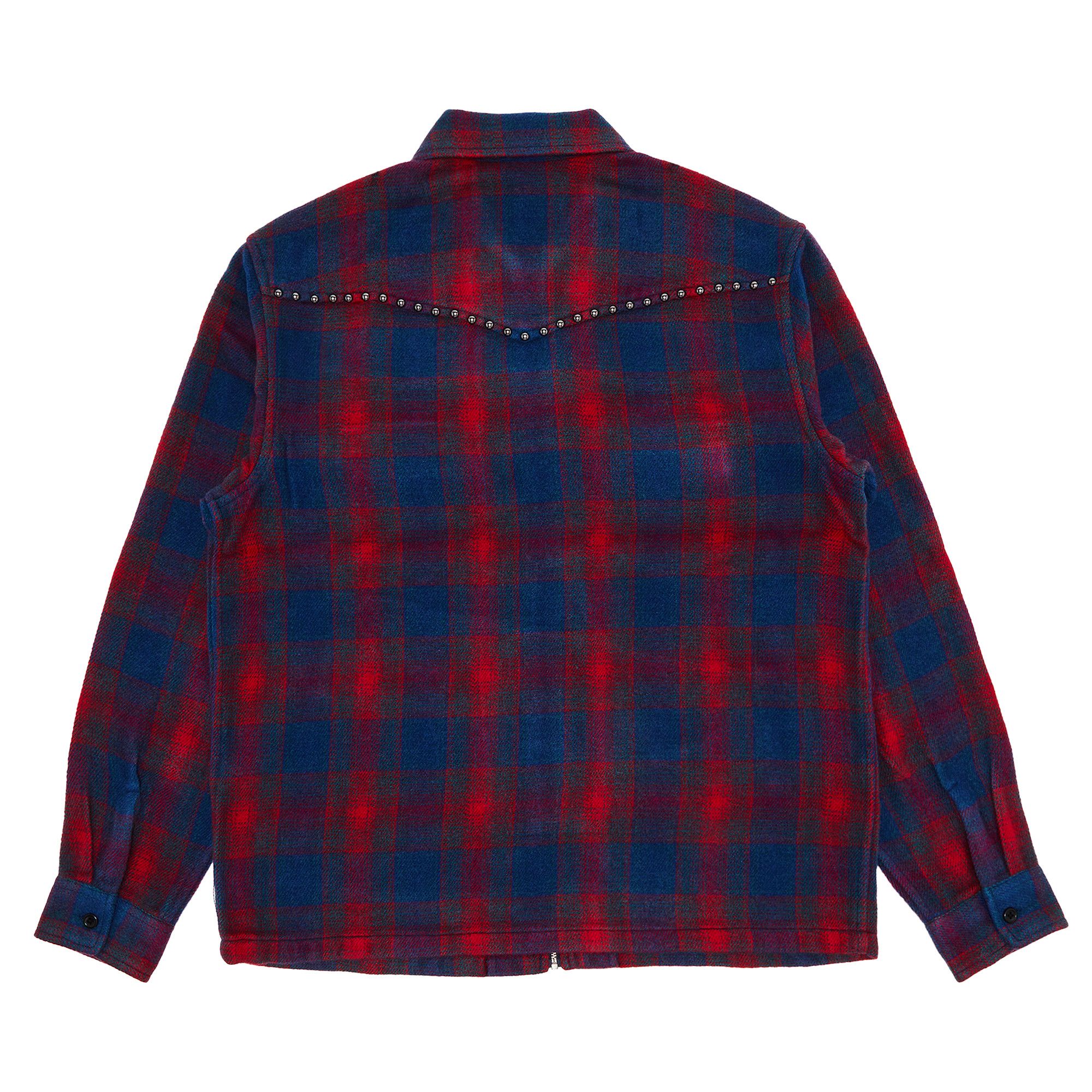 トップス Supreme Studded Shadow Plaid Zip Up navy Buy Supreme Studded Shadow Plaid Zip Up Shirt 'Navy' - FW25S7 NAVY