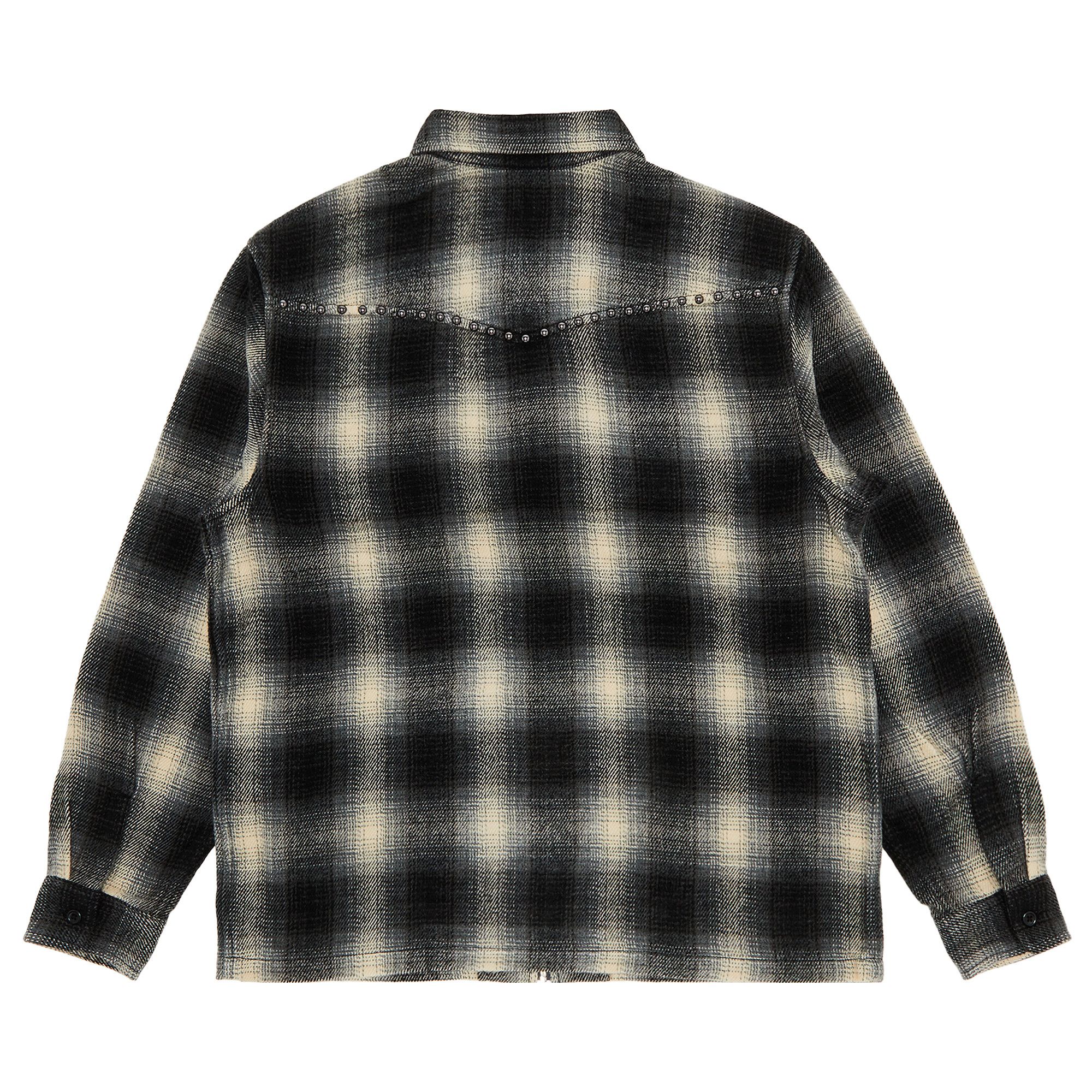 トップス Studded Shadow Plaid Zip Up Shirt Black Buy Supreme Studded Shadow Plaid Zip Up Shirt 'Black