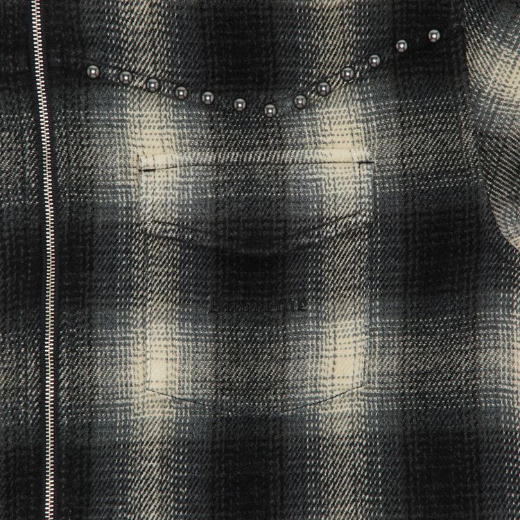 Supreme Studded Shadow Plaid Zip Up Shirt Black
