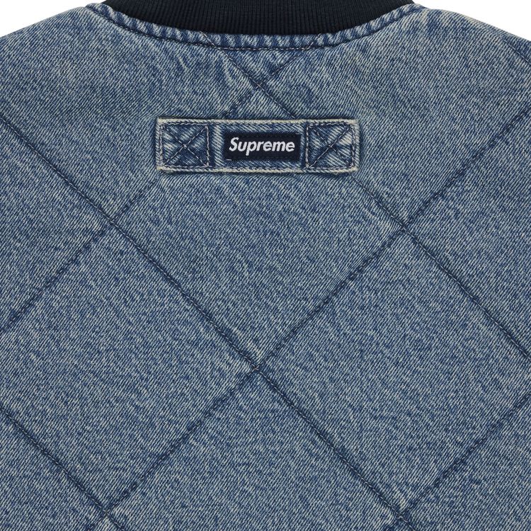 Supreme Zip Off Sleeve Quilted Bomber Jacket Denim
