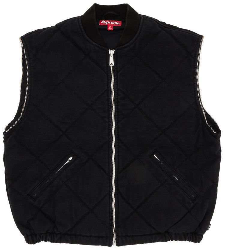 Supreme Zip Off Sleeve Quilted Bomber Jacket Black
