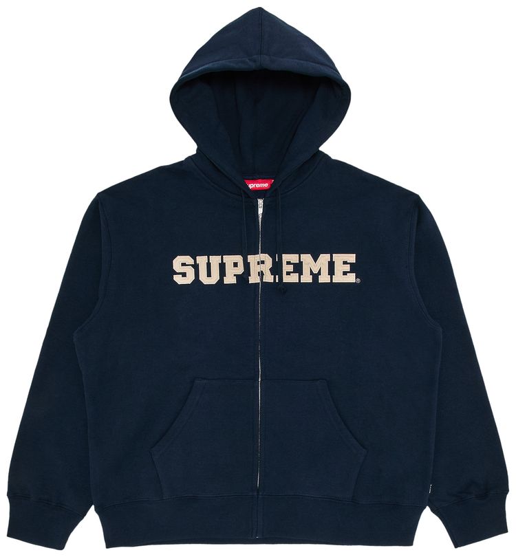 Supreme Collegiate Applique Zip Up Hooded Sweatshirt Navy