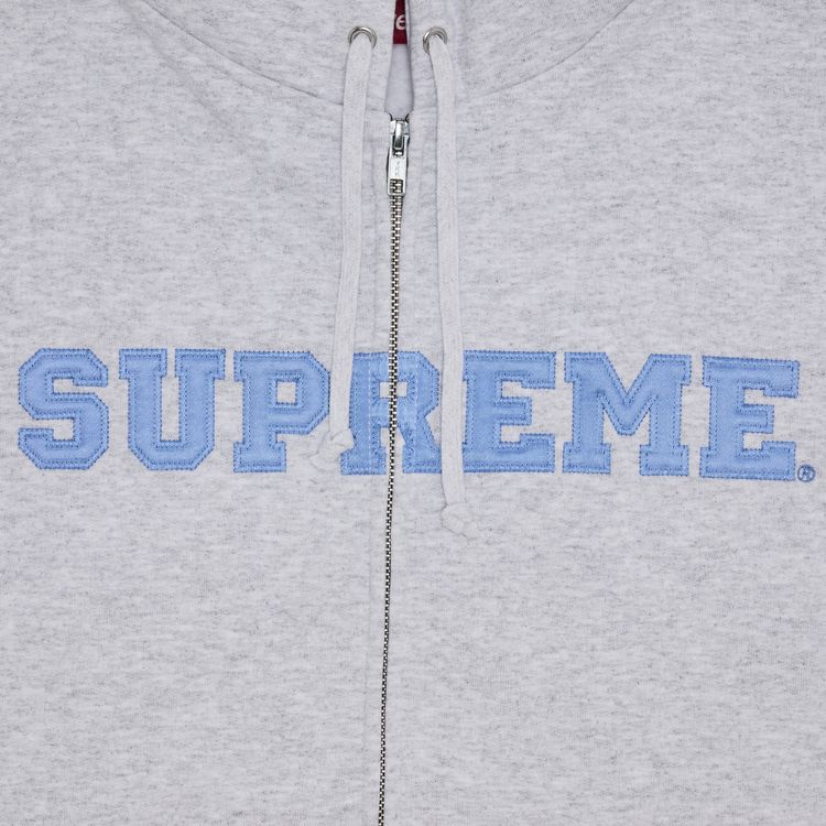 Supreme Collegiate Applique Zip Up Hooded Sweatshirt Ash Grey