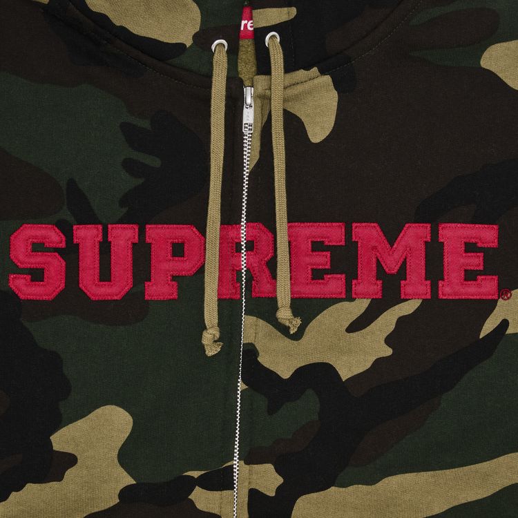 Supreme Collegiate Applique Zip Up Hooded Sweatshirt Woodland Camo
