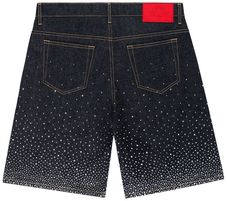 Sp5der Star Dust Denim Short Indigo Denim