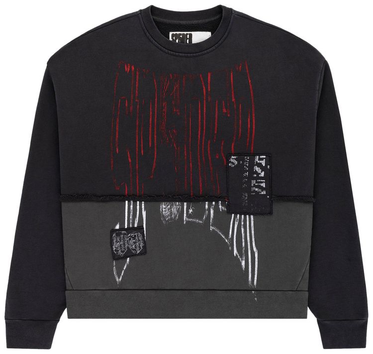 Sp5der Diffused Collegiate Crewneck Black