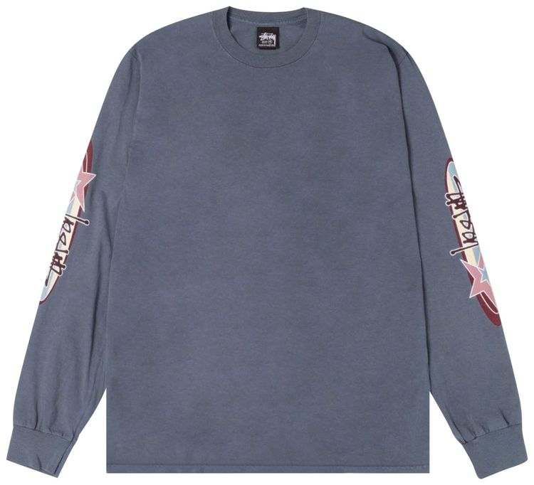Stussy Two Star Long Sleeve Tee Pigment Dyed Navy