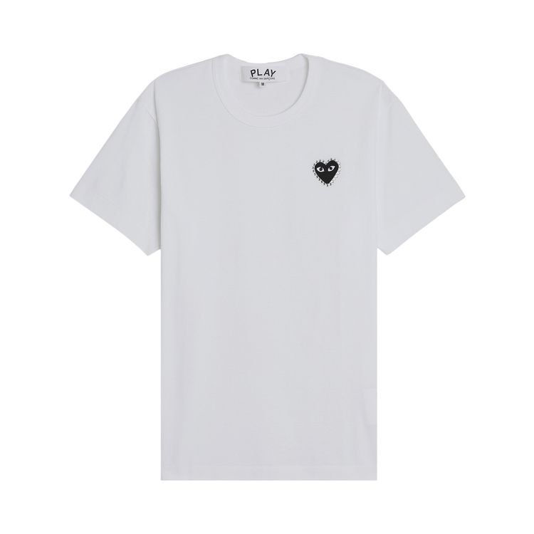 Comme des Garcons PLAY Emblem Rhinestone Heart T Shirt WhiteBlack
