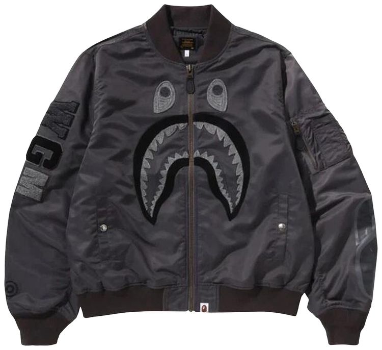 BAPE Tonal Shark MA 1 Charcoal
