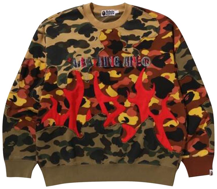 BAPE 1st Camo Upcycled Relaxed Fit Crewneck Sweatshirt Multicolor