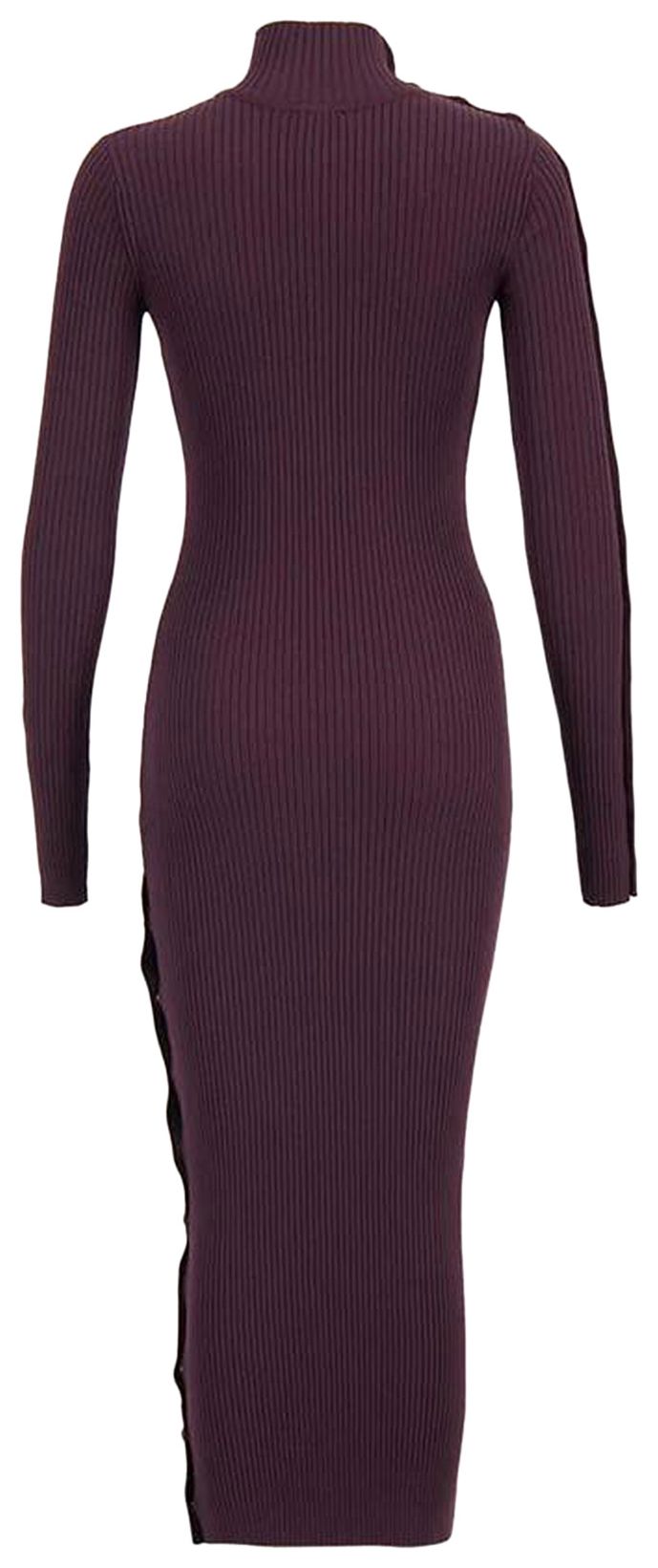 Courreges Multi Snap Rib Knit Long Dress Burgundy